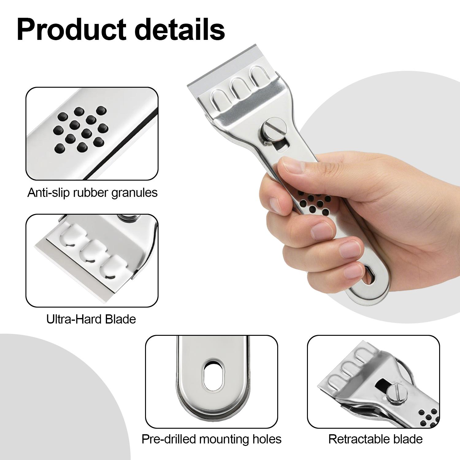 VAYWET Razor Blade Scraper Tool Stainless Steel Multifunctional Cleaning Shovel Ceramic Hob Scraper 5 Blades for Cleaning Window Cooktop Oven Glass Stove Kitchen Floor Door Sticky Residue Tile Wallpaper Decals Labels Caulk Adhesive Paint Glue Removal VAYWET Razor Blade Scraper Tool Stainless Steel Multifunctional Cleaning Shovel Ceramic Hob Scraper 5 Blades for Cleaning Window Cooktop Oven Glass Stove Kitchen Floor Door Sticky Residue Tile Wallpaper Decals Labels Caulk Adhesive Paint Glue Removal