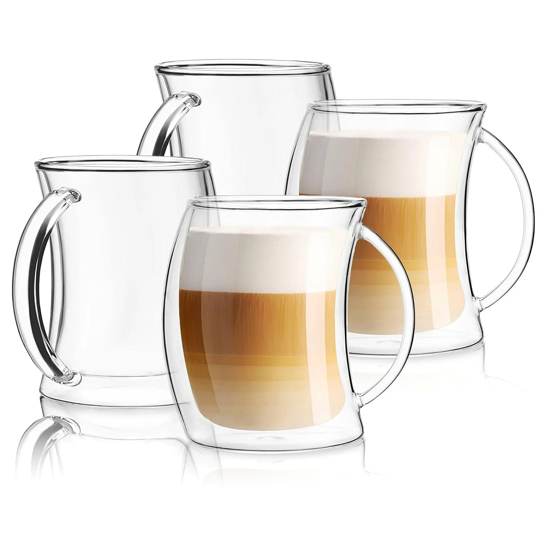 JoyJolt Set of (4) 13-oz Caleo Double-Wall Latte Glasses