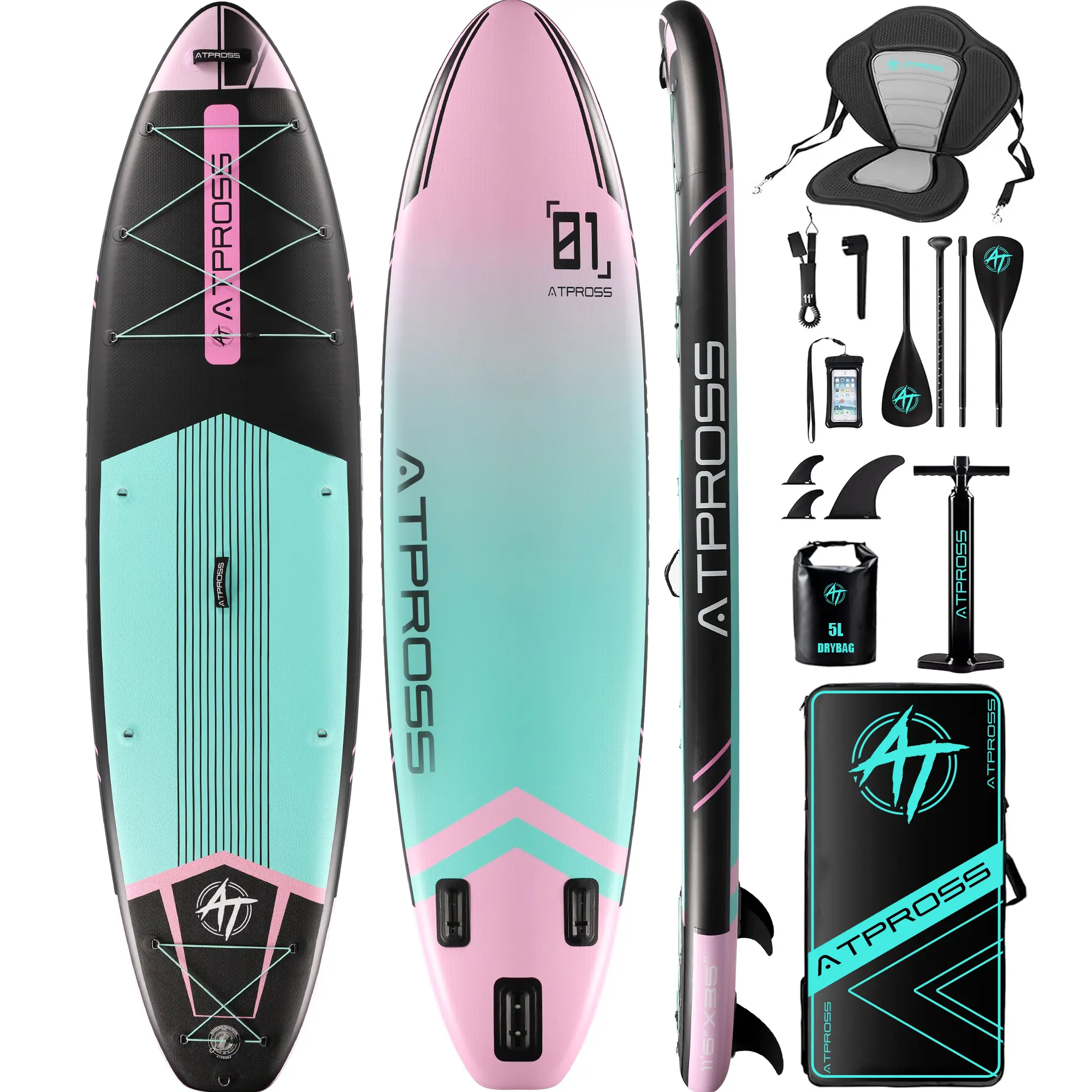 Multi Purpose Inflatable Paddle Board 11'6"x35", 450lbs Extra Wide SUP for Adults with Premium Accessories Kit, 600D Backpack Carry, EVA Deck, Easy-Grip Handles, Built for Seas Lakes Rivers, Blow Up Stable Non-Slip Watercraft, Sup Paddleboard Accessories,