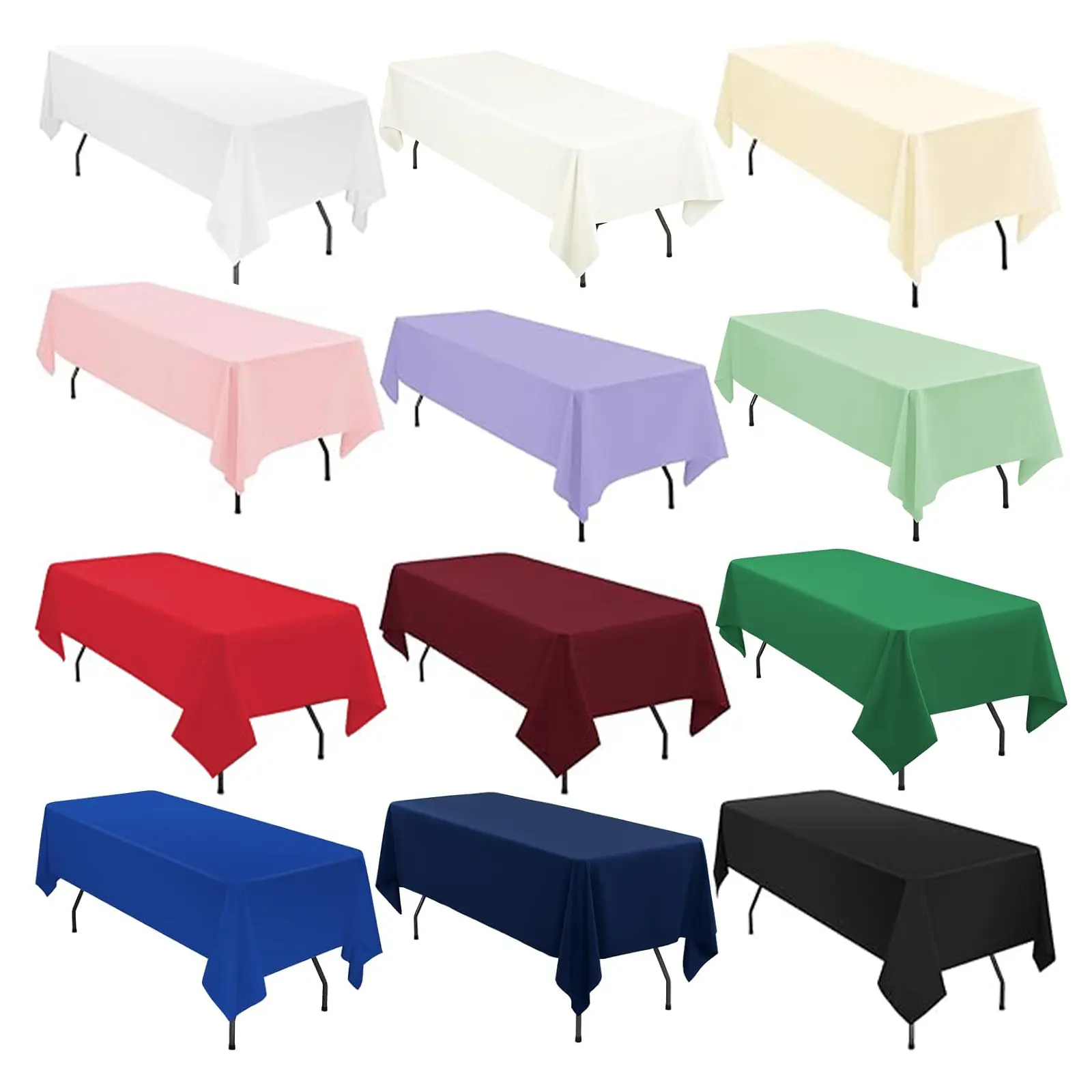 FANI 6 10 Pack Rectangle Tablecloth for 6ft,8ft Rectangle Tables,Polyester Tablecloth Washable Fabric Table Cloth for Wedding Dining Table Buffet Parties Camping,Party