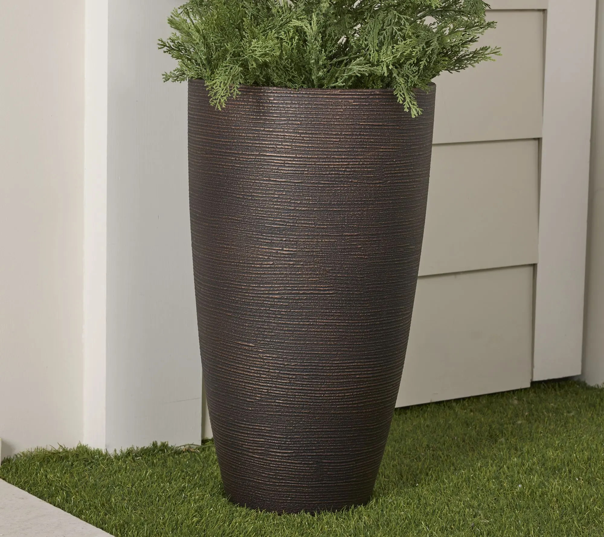 Wicker Park 21" Indoor/Outdoor Textured Tall Planter Wicker Park 21" Indoor/Outdoor Textured Tall Planter