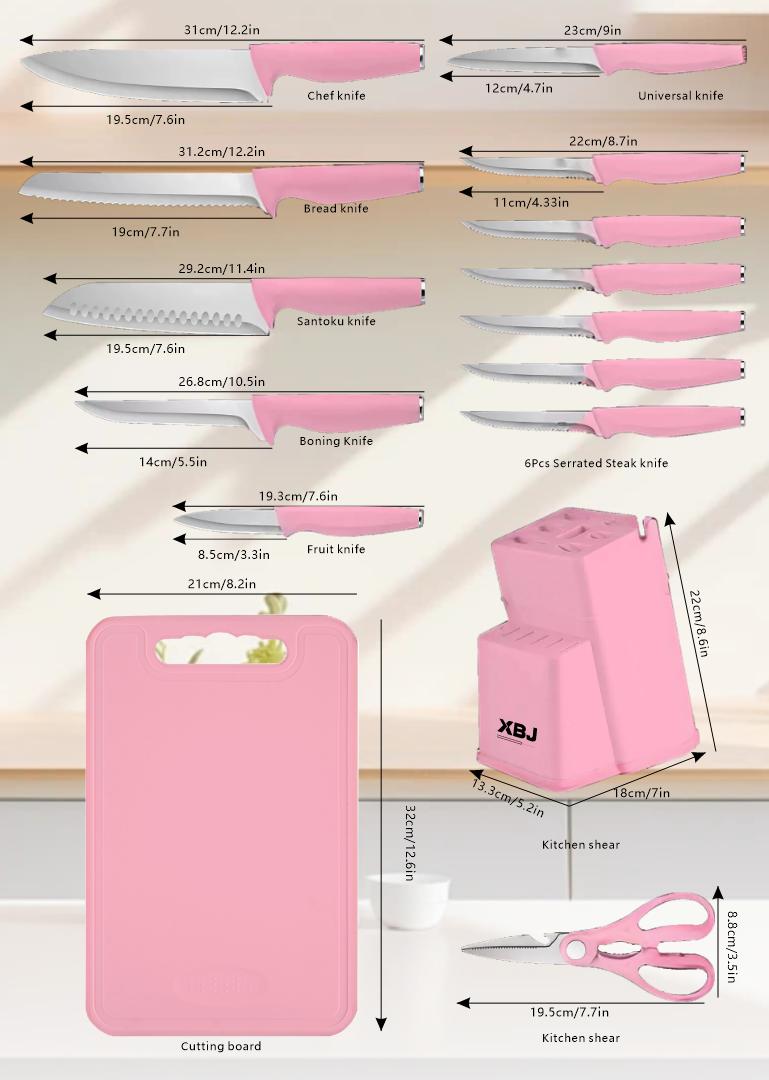 German Crafted 15-Piece Knife Block Set with Built-in Sharpener | High-Carbon Stainless Steel Kitchen Knives | Dishwasher Safe & Gift Ready Utensils Kitchenware knife set Storage German Crafted 15-Piece Knife Block Set with Built-in Sharpener | High-Carbon Stainless Steel Kitchen Knives | Dishwasher Safe & Gift Ready Utensils Kitchenware knife set Storage