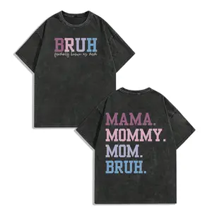 Washed T-Shirt with Hilarious Mom Nickname Evolution BRUH Formerly Known as Mom Mama Mommy Mom BRUH Pure Cotton Tee Ring Spun Whimsical Design for All Occasions Fit Vintage