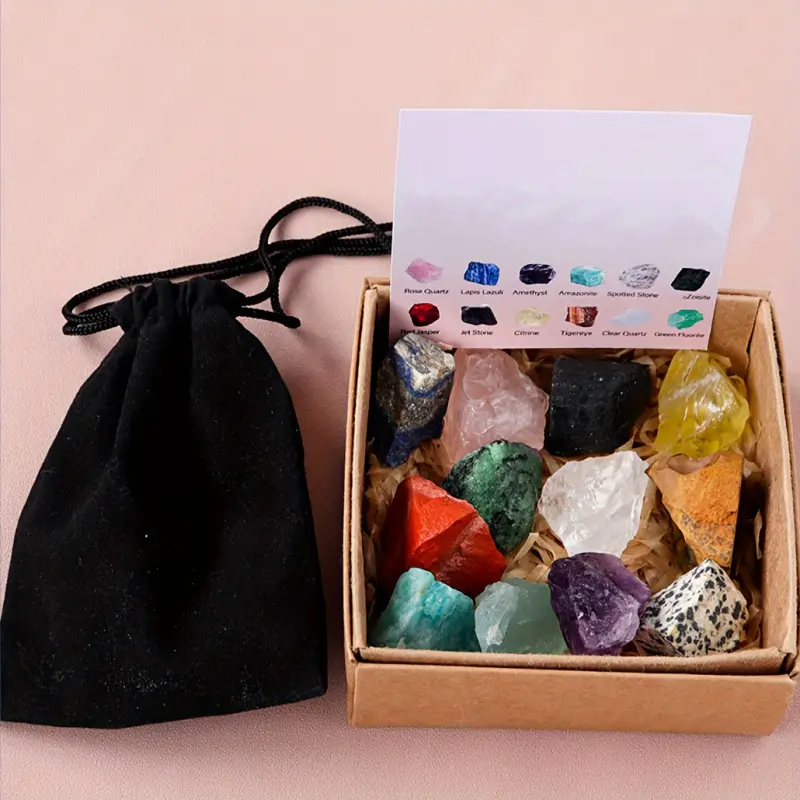 12-Piece Natural Crystal Stone Set - Unpolished Hand Selected Unique Crystals, Crystal Decor & Jewelry Accessories, Crystal Decorative Stones, Crystal Decorative Ornaments, Perfect Thanksgiving/Valentine's Day/Easter Gift for Friends & Family