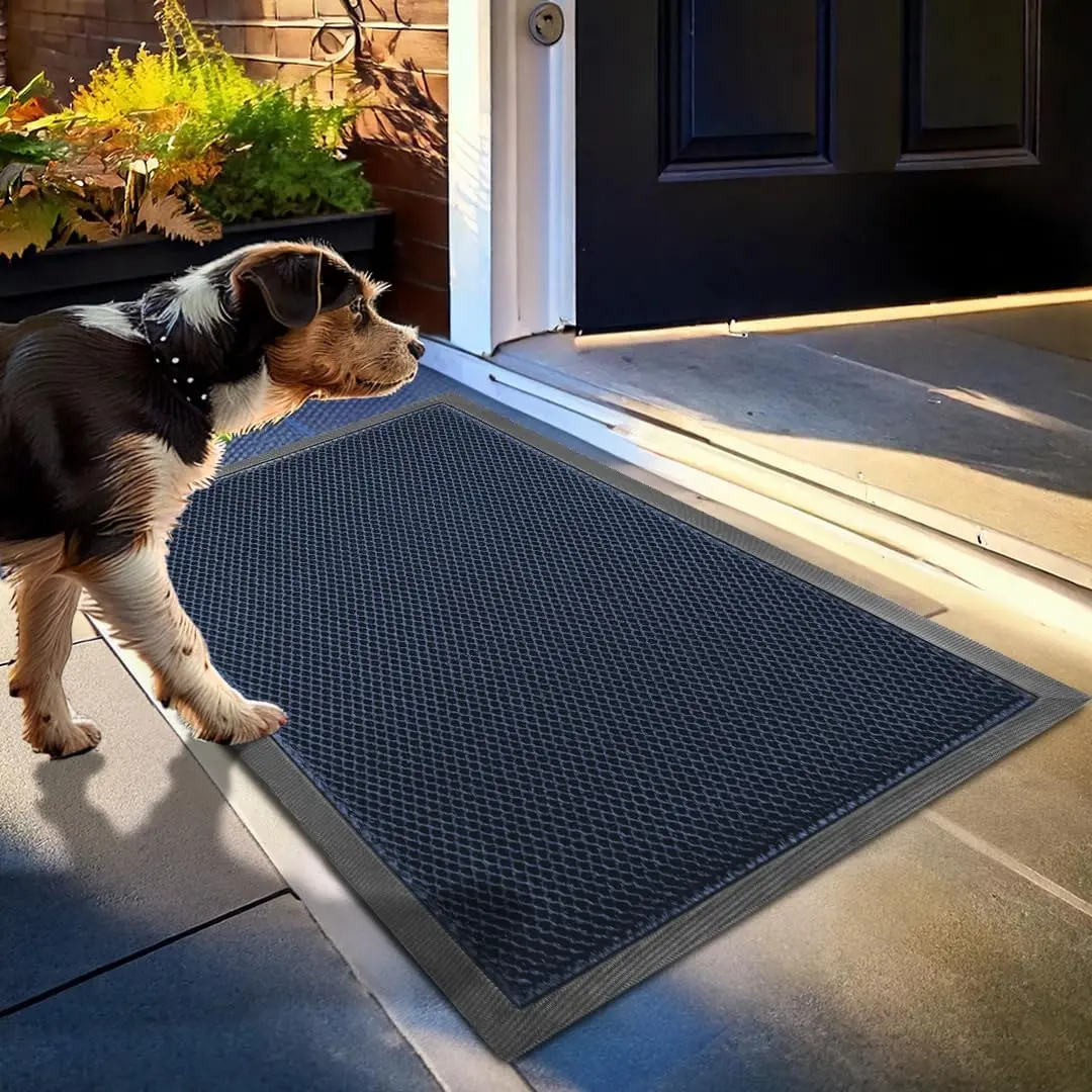 Father's Day Gift Single PU Mesh Quick-Dry Door Mat - Heavy-Duty Dirt Trapper, Non-Slip, Low-Profile, Wrinkle-Resistant Utility Rug for Entryways, Mudroom - 17"x30" Washable Indoor-Outdoor Essential