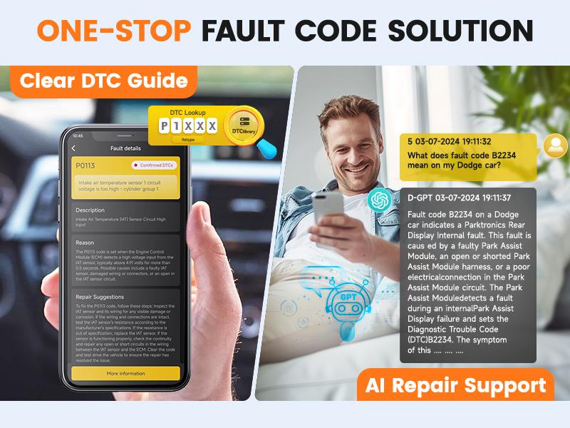 Ancel Echo OBD2 Scanner Bluetooth - All Systems Car Diagnostic Tool,  Bidirectional  Code Reader with Resets,  Battery Registration Wireless OBD2