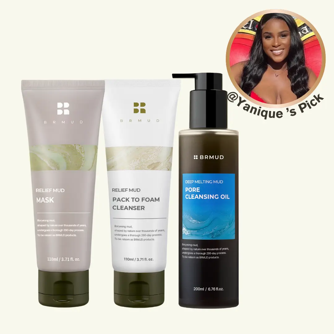 [Official Shop] BRMUD @Yanique's Gentle Foam Cleansing Oil + Cleanser + Mud Pack Trio, 3-Step Perfect Pore Set for Deep Cleansing & Radiant Skin, Redness