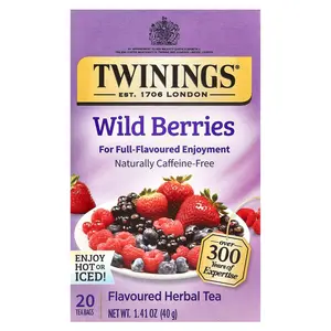 Twinings Flavored Herbal Tea, Wild Berries, Caffeine Free, 20 Tea Bags, 1.41 oz (40 g)