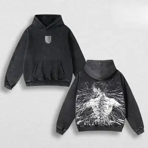 Eren Attack on Titan Cotton Wash Hoodie Unisex Printed Hoodie Anime Hoodie Suitable for Winter Long Sleeve Stylish Wear For anime fan Fashion Streetwear Menswear Sweatshirts