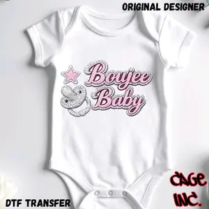 Boujee Baby with rhinestone effect DTF Transfer Direct to Film Ready to Press Hot Peel Original Designer Xtool Apparel Printer Quality