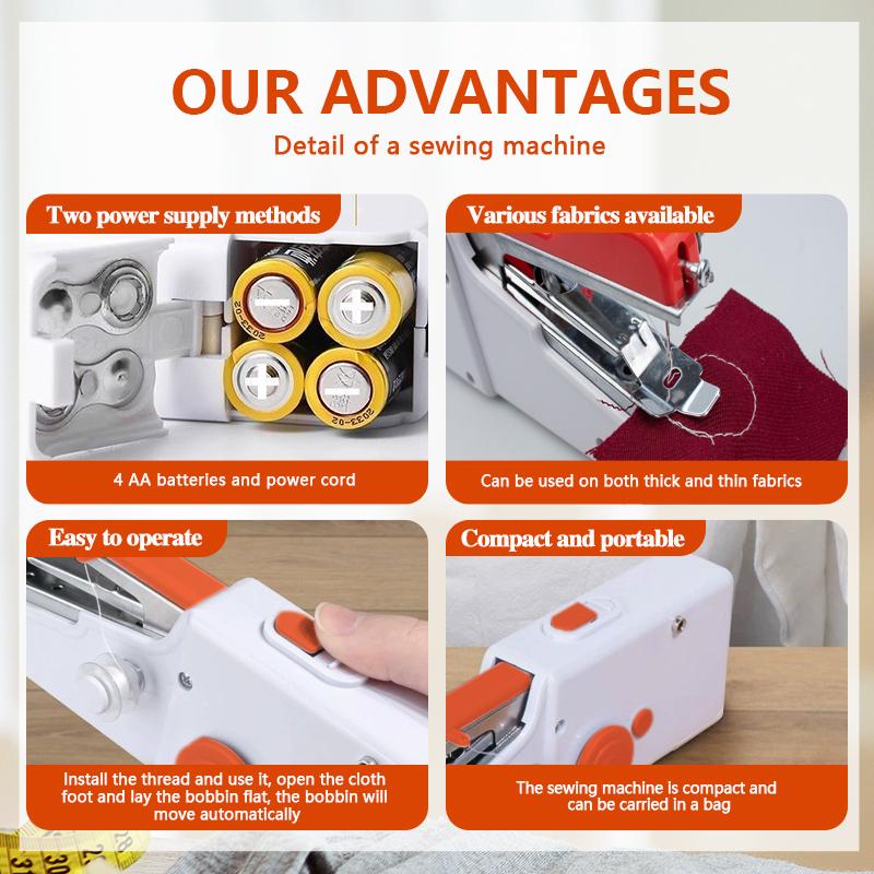 Mini Handheld Sewing Machine with Storage Bag Tool Kit (Battery Not Included), DIY Sewing Machine for Beginners and Home Travel, Portable Electric Sewing Machine, Emergency Sewing Kit, Easy to Operate, Quick Stitching Sewing Machine Kit