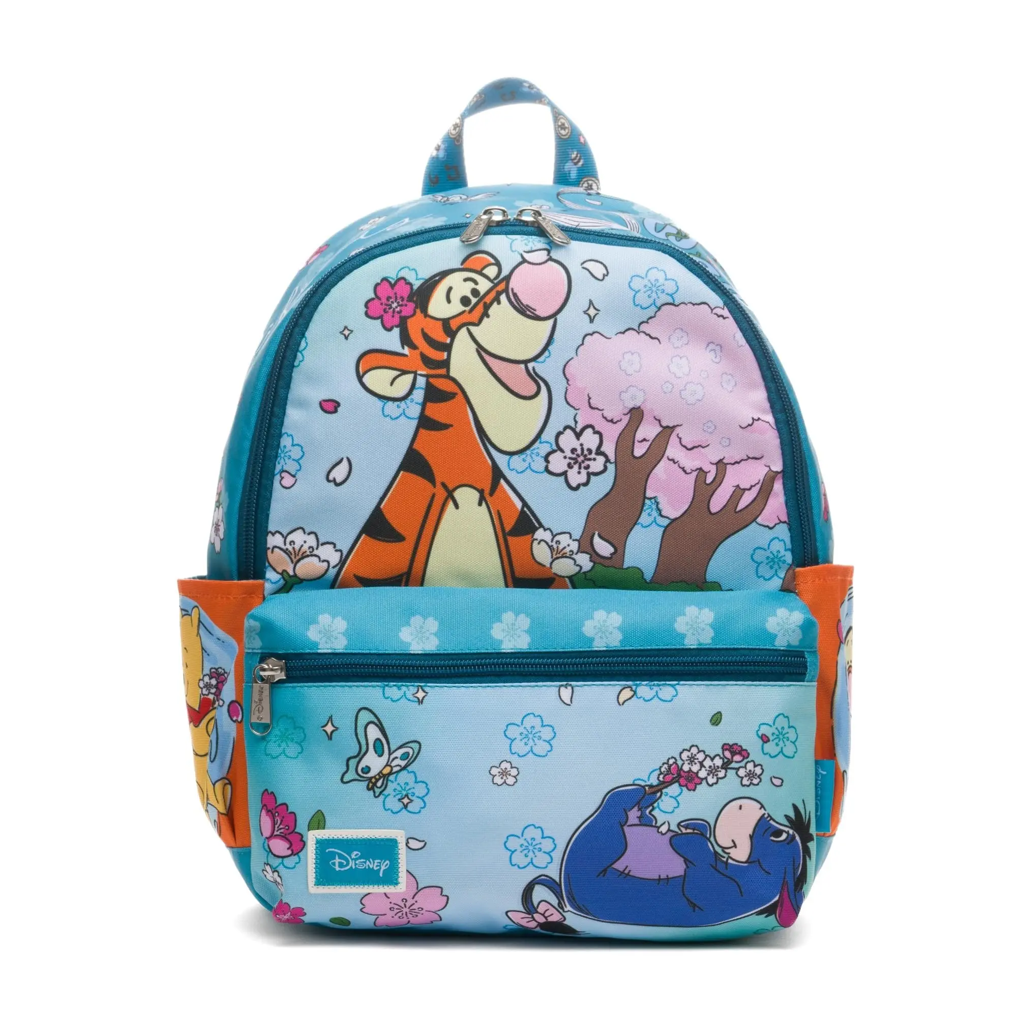 Official Licensed Disney Winnie the Pooh 13" Deluxe Satin Nylon Casual Backpack - Lightweight Graphic Youth Bag, No Wheels, Daily Travel Daypack Featuring Tigger and Eeyore, Official Licensed Product