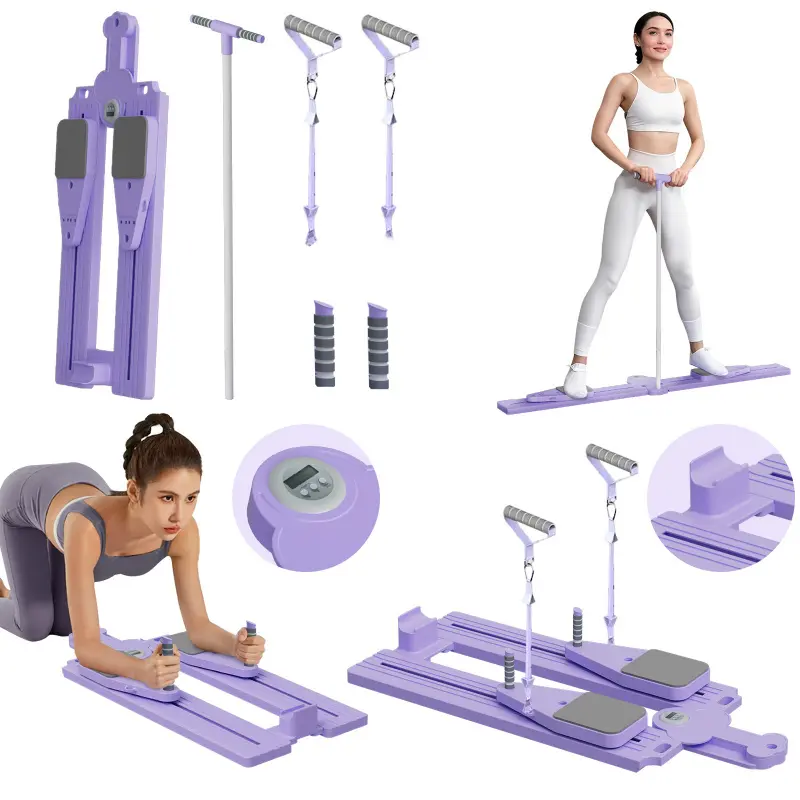 Modular Core Trainer with 1-Sec Switch, Foldable Pilates Machine for Home Gym, Compact Design with Adjustable Resistance & Detachable Bands, Lightweight, Home Fitness Board, All Levels