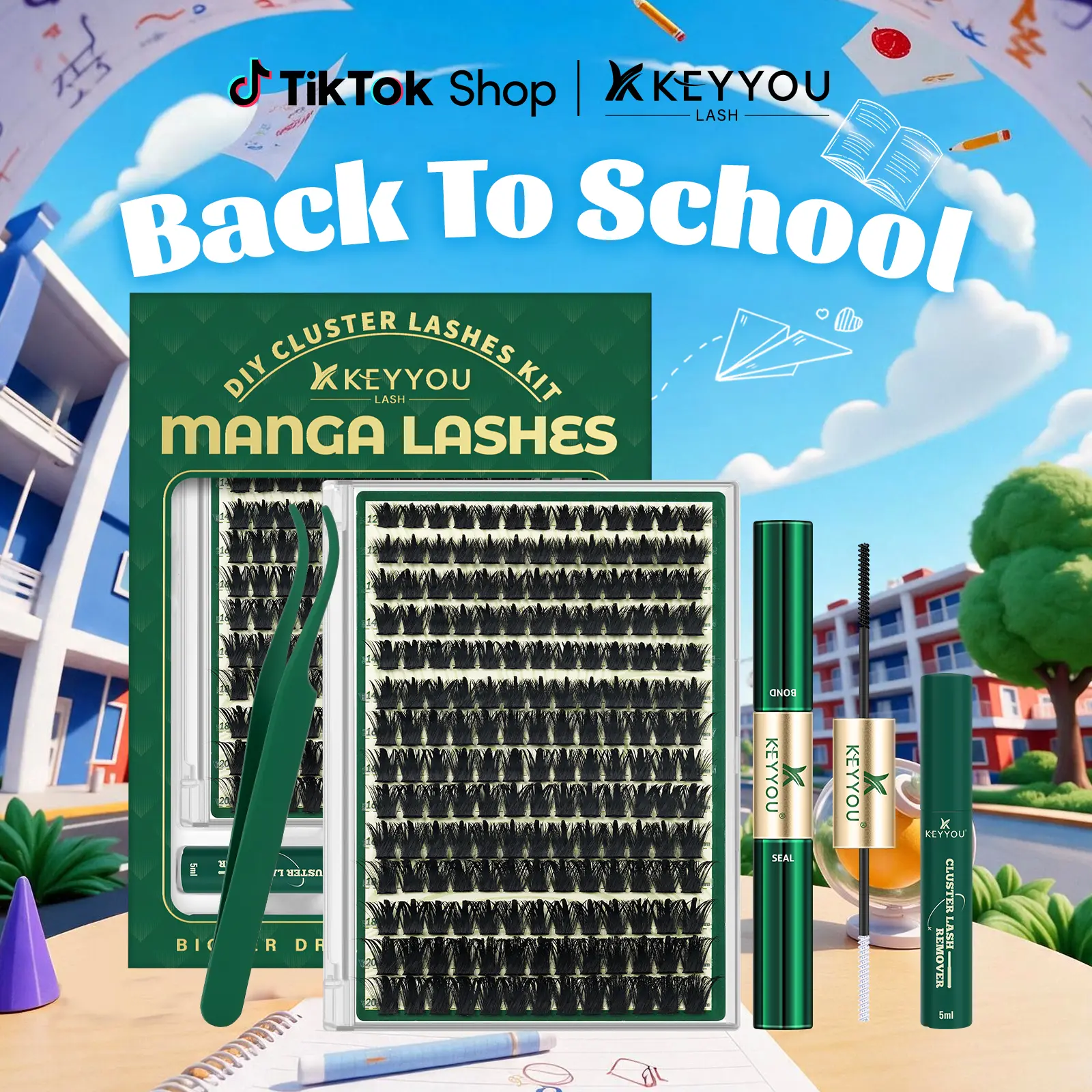 StarrlNight Kit  | KEYYOU Black Pearl Lash Clusters | Waterproof & Long-Lasting | Fashion Wet Look | Beginner-Friendly DIY | Salon-Grade Lash Extension Alternative | Flawless Voluminous Finish | Evil lash | Trendy Must-Have #BackToSchool