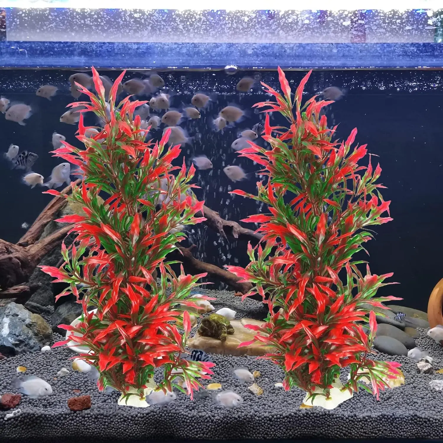 Set of 2 Large Aquarium Plants Kit, 11.81-Inch Artificial Plastic Fish Tank Plants Decoration Ornaments Safe for All Fish
