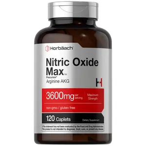 Horbäach Nitric Oxide Max 3600mg | 120 Caplets | with Arginine AAKG for Men and Women | Vegetarian, Non-GMO, & Gluten Free Pre Workout Supplement