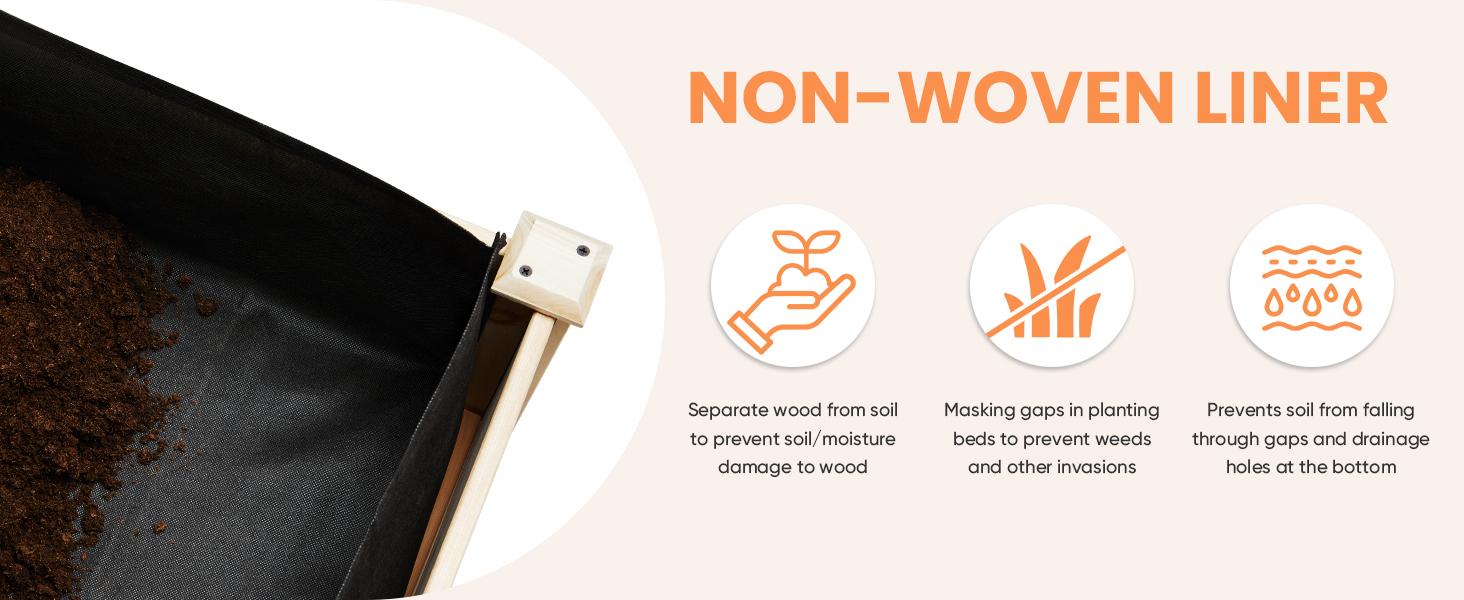 Raised Garden Bed with Legs, 48x24x30in Wood Elevated Planter Box for Herbs, Flowers, Vegetables & 300lbs Capacity Outdoor Gardening Planters