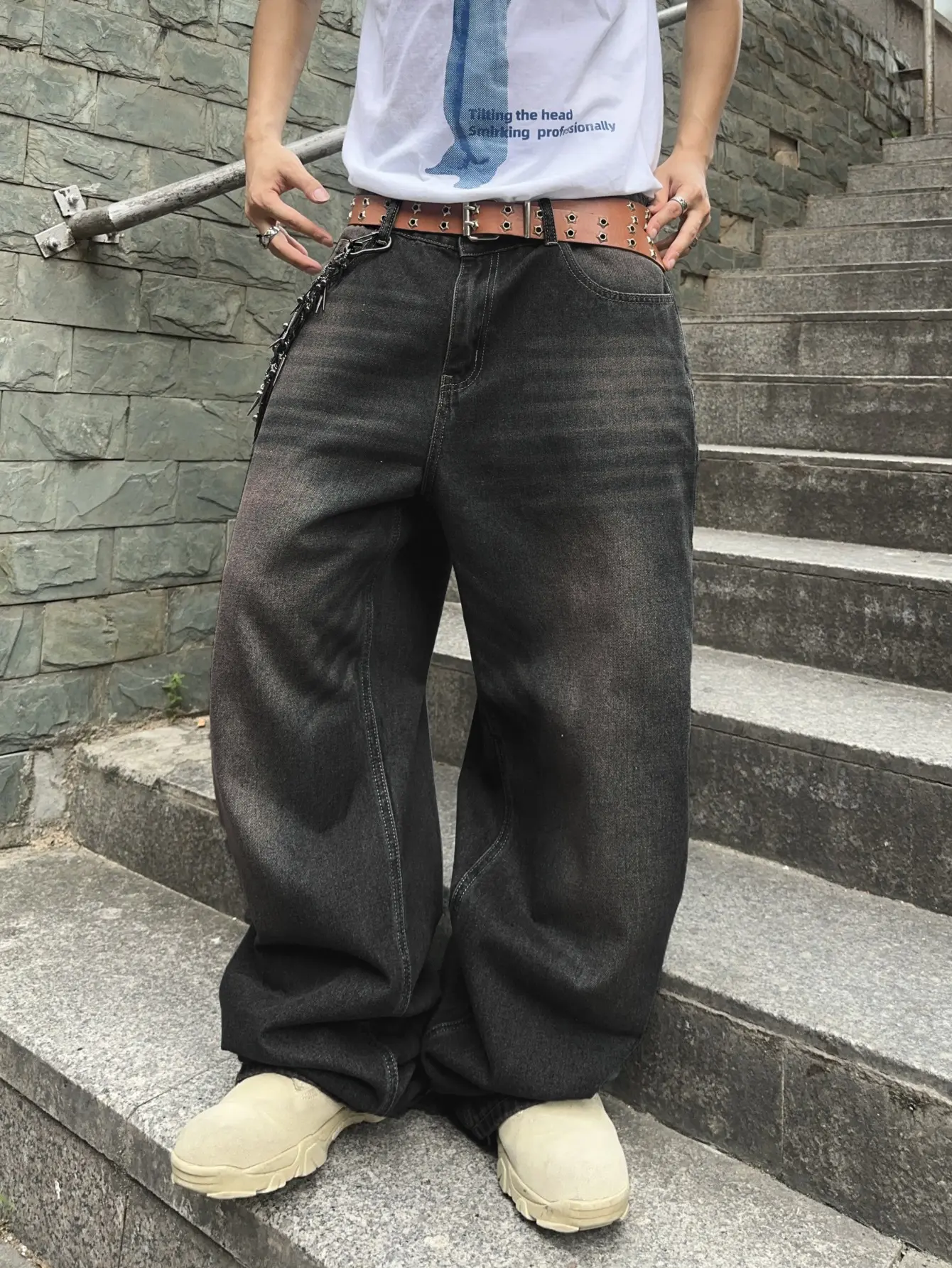 DealsForYouDays Wide Leg Jeans Spring To Summer Vintage Baggy Jeans Casual Fall Loose Fit Denim Pants with Pockets