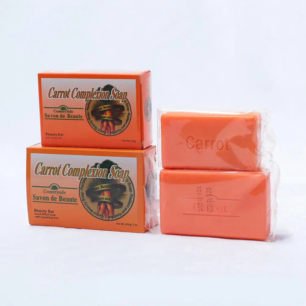 Carrot Complexion Soap, Pack of 3 – Brightening & Dark Spot Correcting Bar for Even Skin Tone (200g), Savon de Beaute. Beauty Bar Soap Bath Soaps