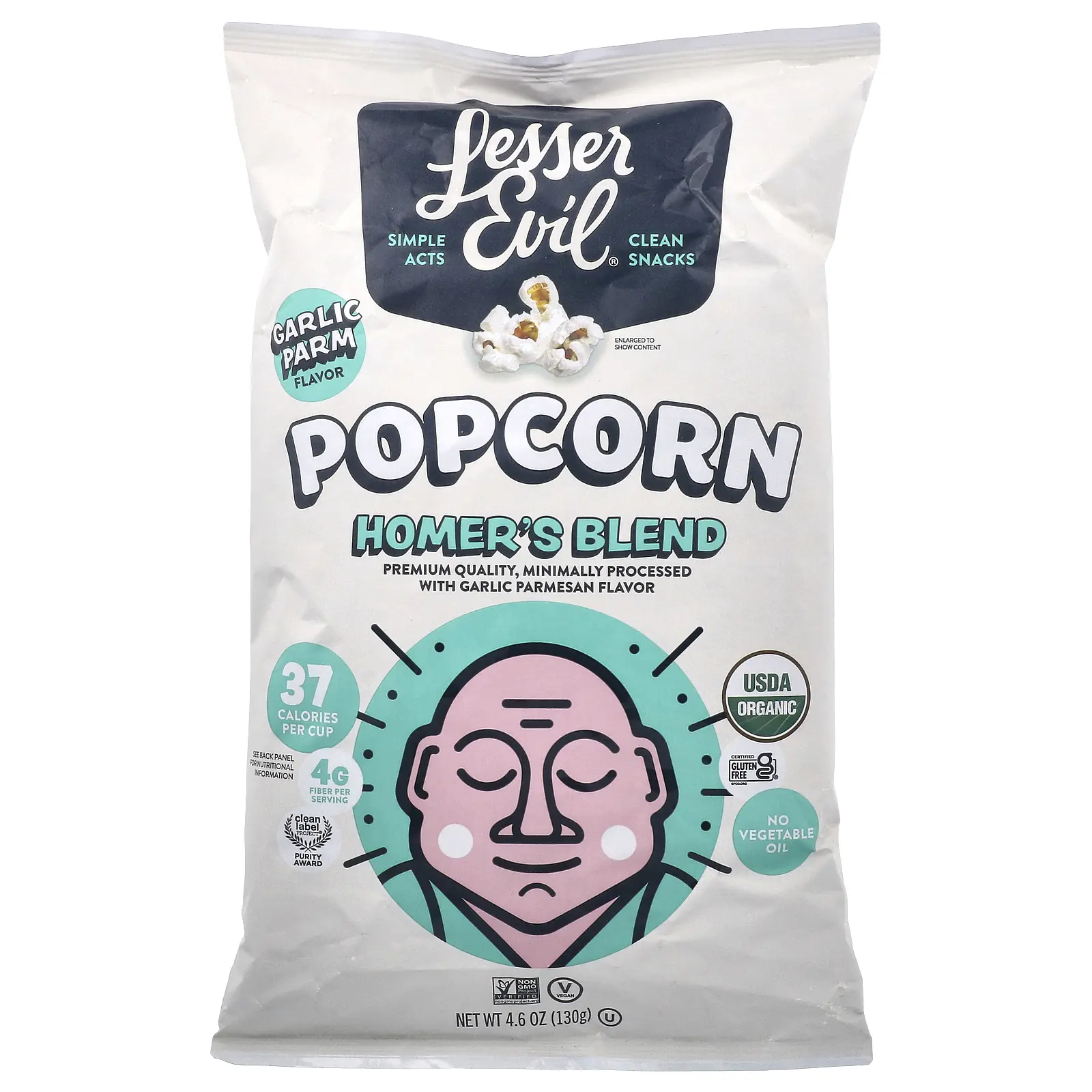 LesserEvil Popcorn, Homer's Blend, Garlic Parm, 4.6 oz (130 g)