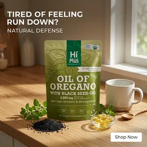 HiPlus 2-in-1 Oregano Oil & Black Seed Oil Softgels, 300 Count, Plant-Based Daily Wellness Formula