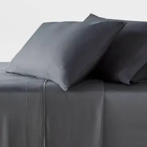 King 320 Thread Count Lyocell Gray Silky Satin Bedding – Soft Breathable Sheet Set with Smooth Satin Sheets for Luxurious Comfort