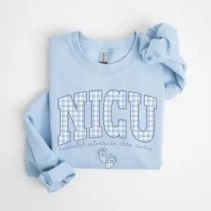 NICU Neonatal Intensive Care Nurse Sweatshirt • NICU Gingham Work Sweater • NICU Nurse Gifts • Neonatal Icu Nurse • Neonatal Intensive Care