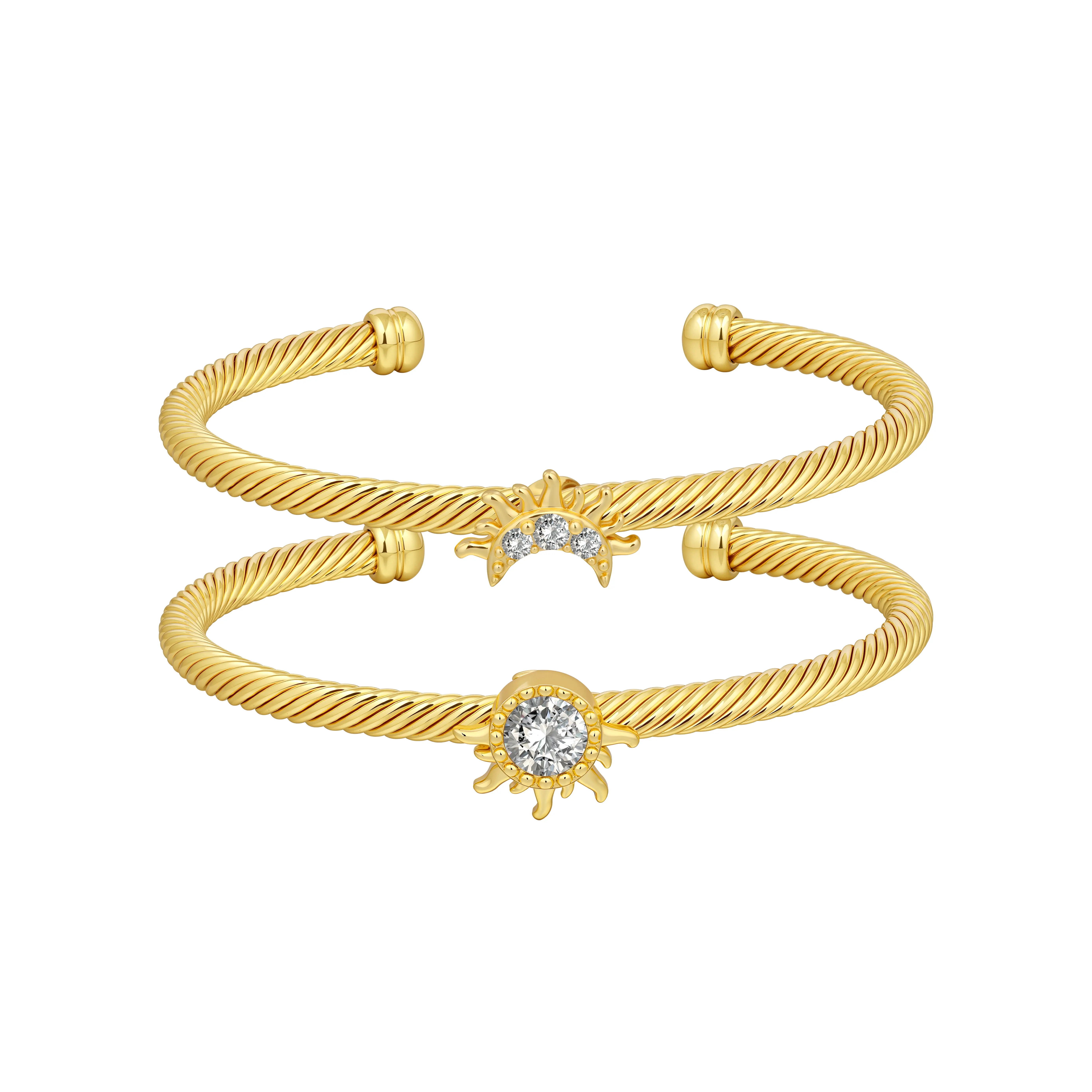 Mother Daughter Gift, Friendship Style | Aprilery Sun Moon Bracelet Set Stackable Bracelet for Women Sparkling Gold Sun Ring/Moon Bracelet Bracelet Matching Bracelet