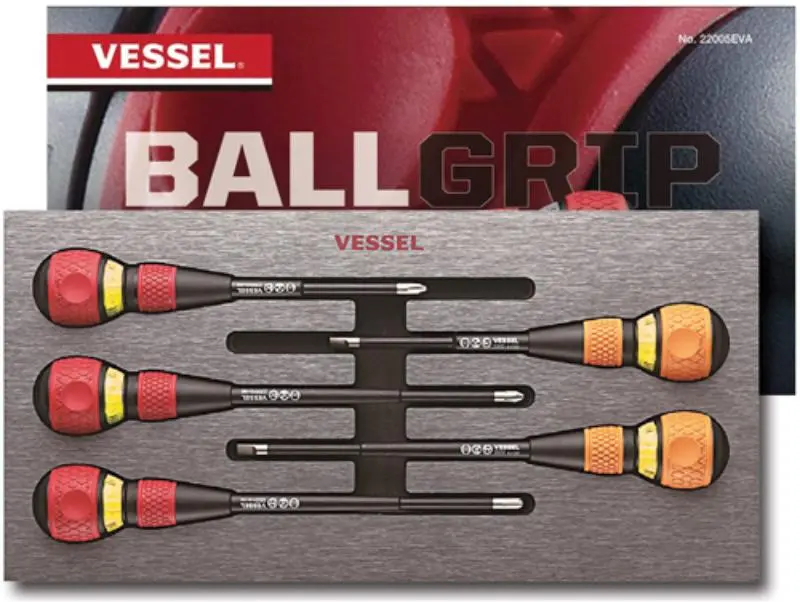 Vessel Tools USA VES22005EVA Ratchet Screwdriver - Ratchet Type Easy-Use Tool with Non-Slip Ball Grips, High-Quality Material for Various Tasks