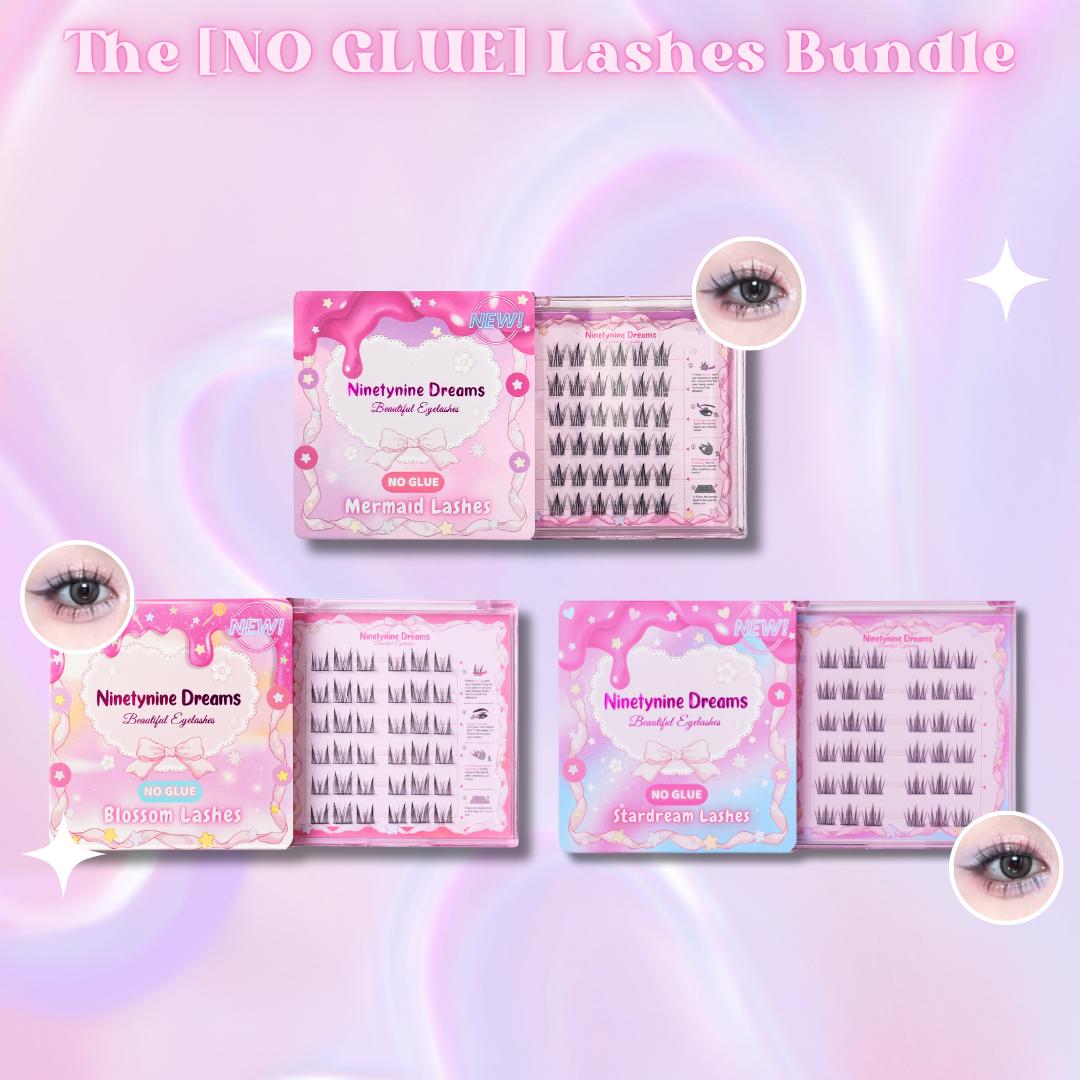 Ninetynine Dreams THE [NO GLUE] Self-Adhesive Lashes Bundle (3 Styles Included) | Press-On Eyelash Collection — Self-Adhesive Ultra-Thin Band, Reusable & Beginner Friendly Quick Application False Eyelashes, Must-Have Trending Holiday Gift Set