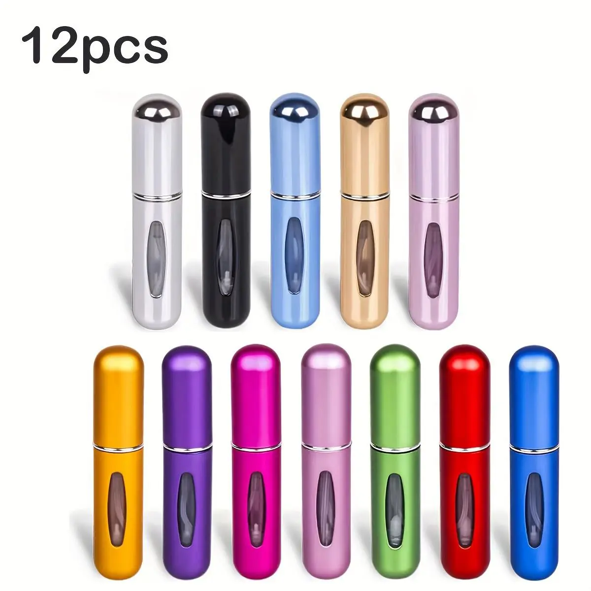 Portable Lightweight Mini Refillable Perfume Bottle, Elegant Bottle, 12-Piece Set of 5 mL Spray Bottles, Pump Bottles Set, Travel Perfume Atomizer for Daily Use, Container Set, Refillable Spray Containers