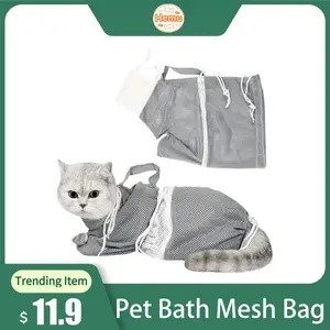 Cat Bathing Mesh Bag, Portable Net Shower Bag with Adjustable Drawstring Design — Ideal for Travel Bathing. Multi-functional, Adjustable, and Breathable Restraint Shower Bag.