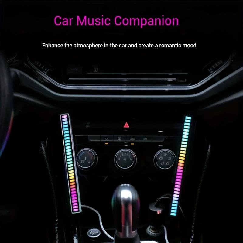 RGB LED Pickup Lights, RGB Colorful Sound Rhythm Light Bar, Voice-Controlled Sync Rhythm Light, Colorful Music Atmosphere Light for Desktop Gaming Esports Party, Night Light