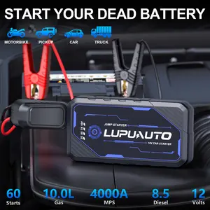 LUPUAUTO Portable Jump Starter Up to 4000A, 10 Safety Protections, LED Light, Type-C Fast Charging, for Up to 10.0L Gas & 8.5L Diesel Engines
