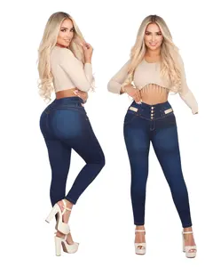 JEANS COLOMBIANO LEVANTACOLA SKINNY CINTURA ALTA 4 BOTONES / COLOMBIAN BUTT LIFTING SKINNY JEANS HIGH WAIST FOUR BUTTONS Comfort Fit