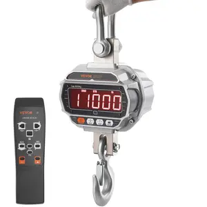 VEVOR Digital Crane Scale,  , 11000 lbs/5000 kg, Industrial Heavy Duty Hanging Scale with Remote Control, Cast Aluminum Case & LED Screen, High Precision for Construction, Factory, Farm, Hunting (Silver)