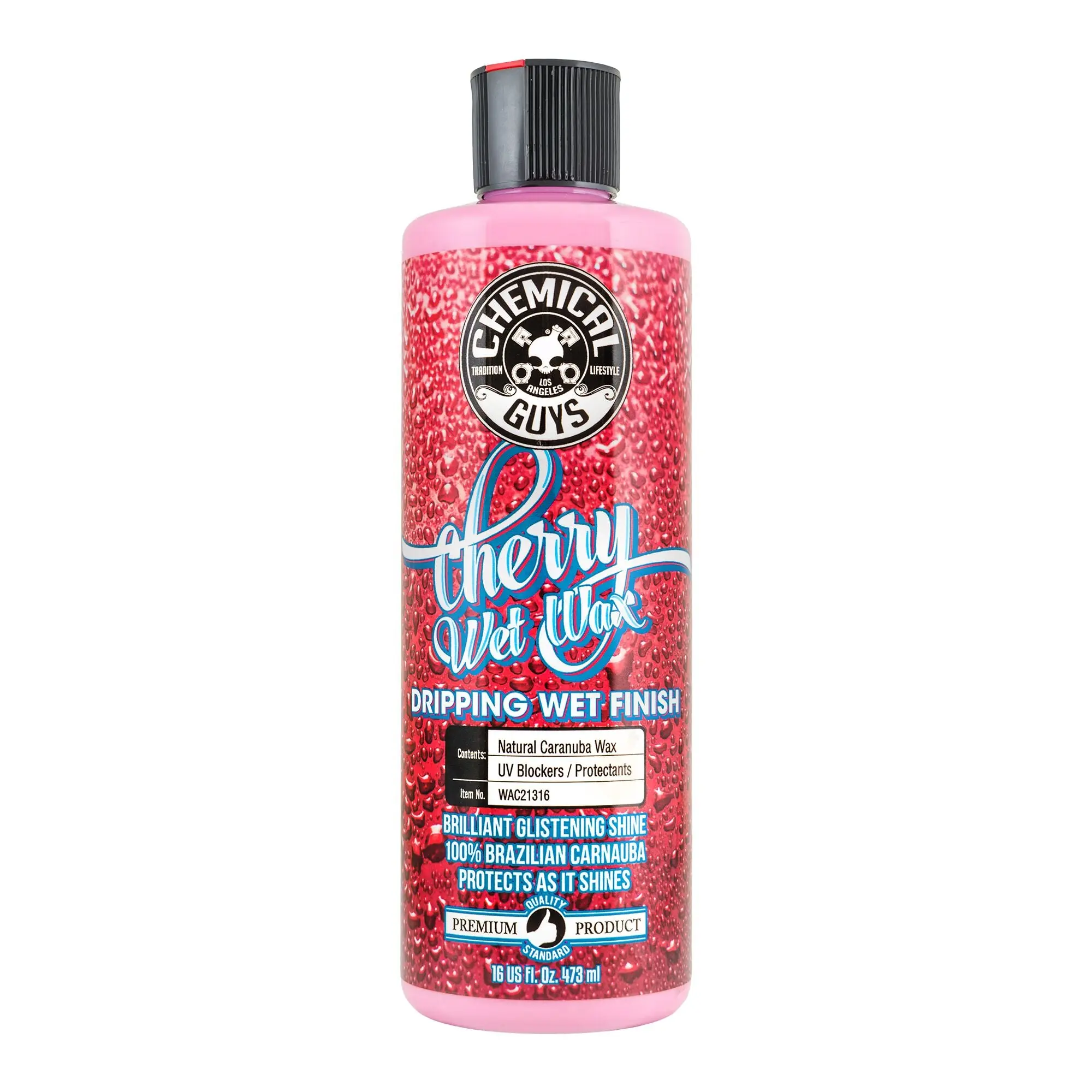 CHEMICAL GUYS Cherry Wet Wax – Deep Wet Shine Carnauba Wax with Gloss-Enhancing Polymers & Sweet Cherry Scent, Delivers Smooth, Slick Finish with Water Beading Protection, Safe for All Colors & Clear Coats, Easy On/Off Cream Wax Application, Car Paint Wax