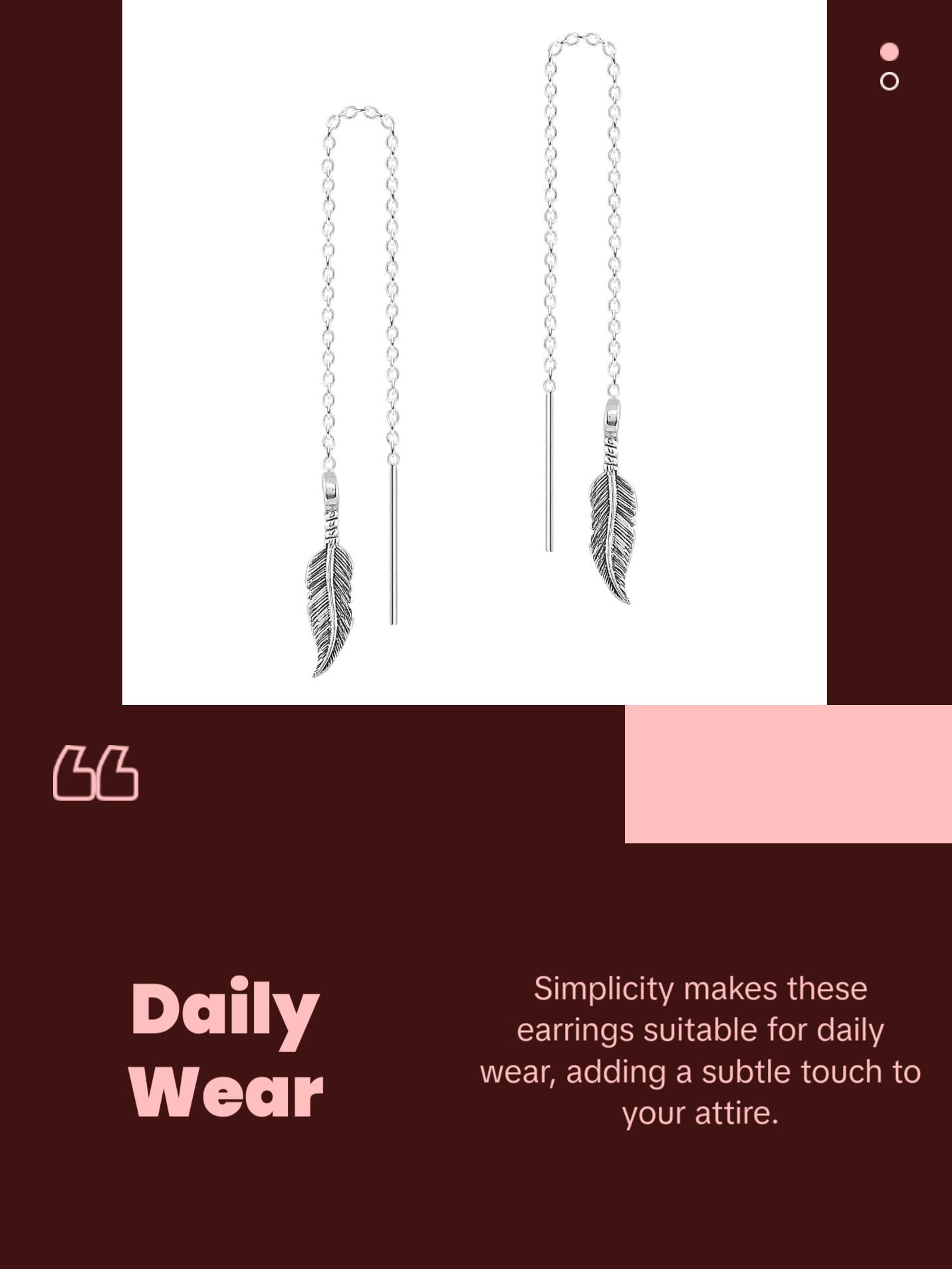 Feather Threader Chain Earrings