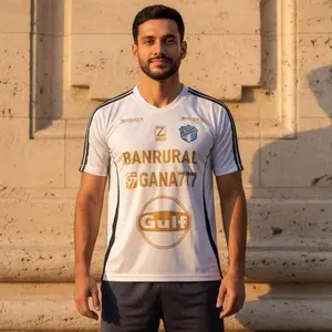 Communicaciones Guatemala Jersey - White with Gold and Black Stripes for Men