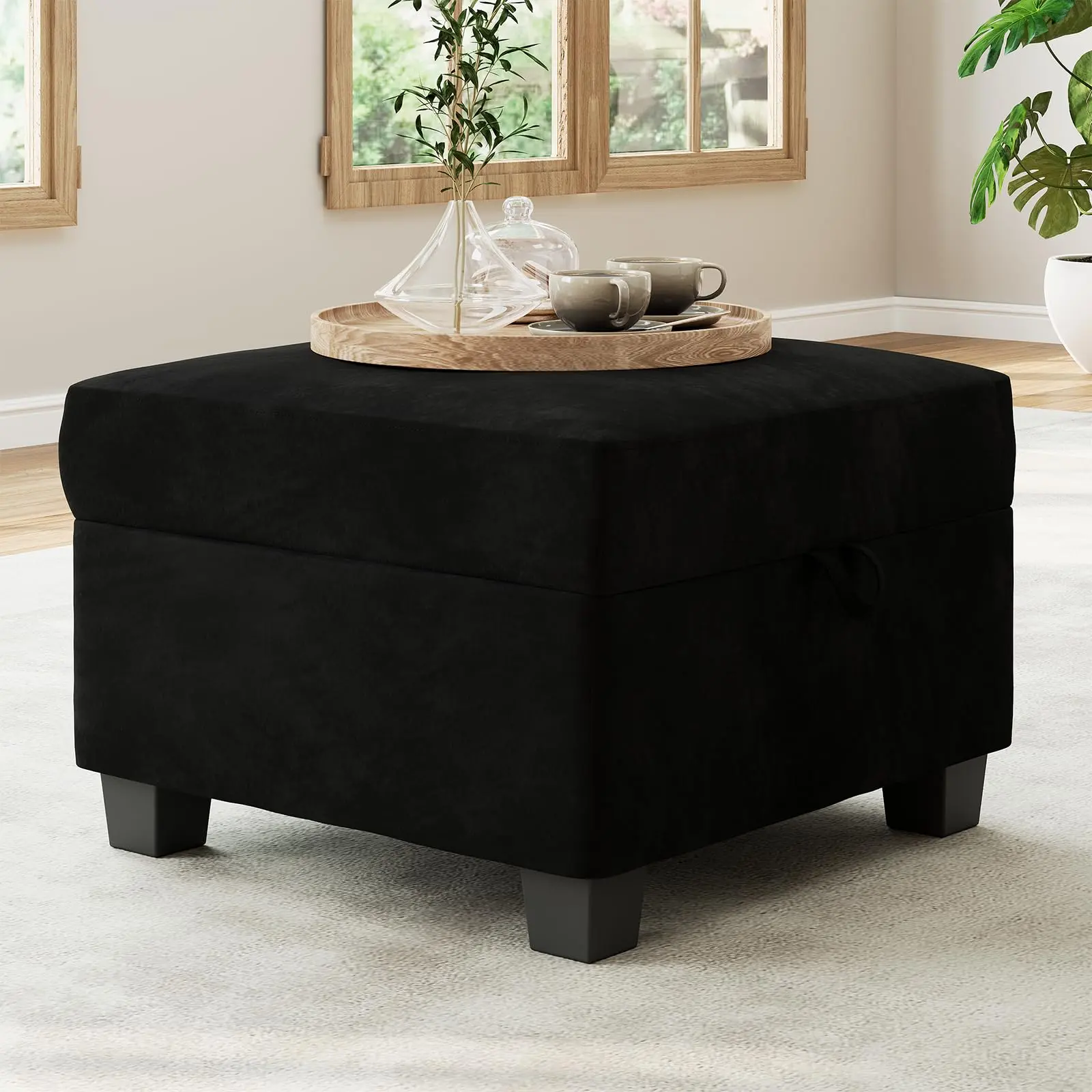 Garvee Modular Sofa Sectional Sleeper Couch with 3 Ottomans, 3 Seat Convertible U Shaped Modular Sofa with Storage, Oversized Sleeper Couch for Large Living Room, Black