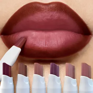 6Pcs Double Velvet Color lip pencil Set Waterproof High Pigment Long Lasting Makeup Lipstick Pens Non Stick Cup Matte Smooth Lip Tint Easy To Use Beauty Cosmetic