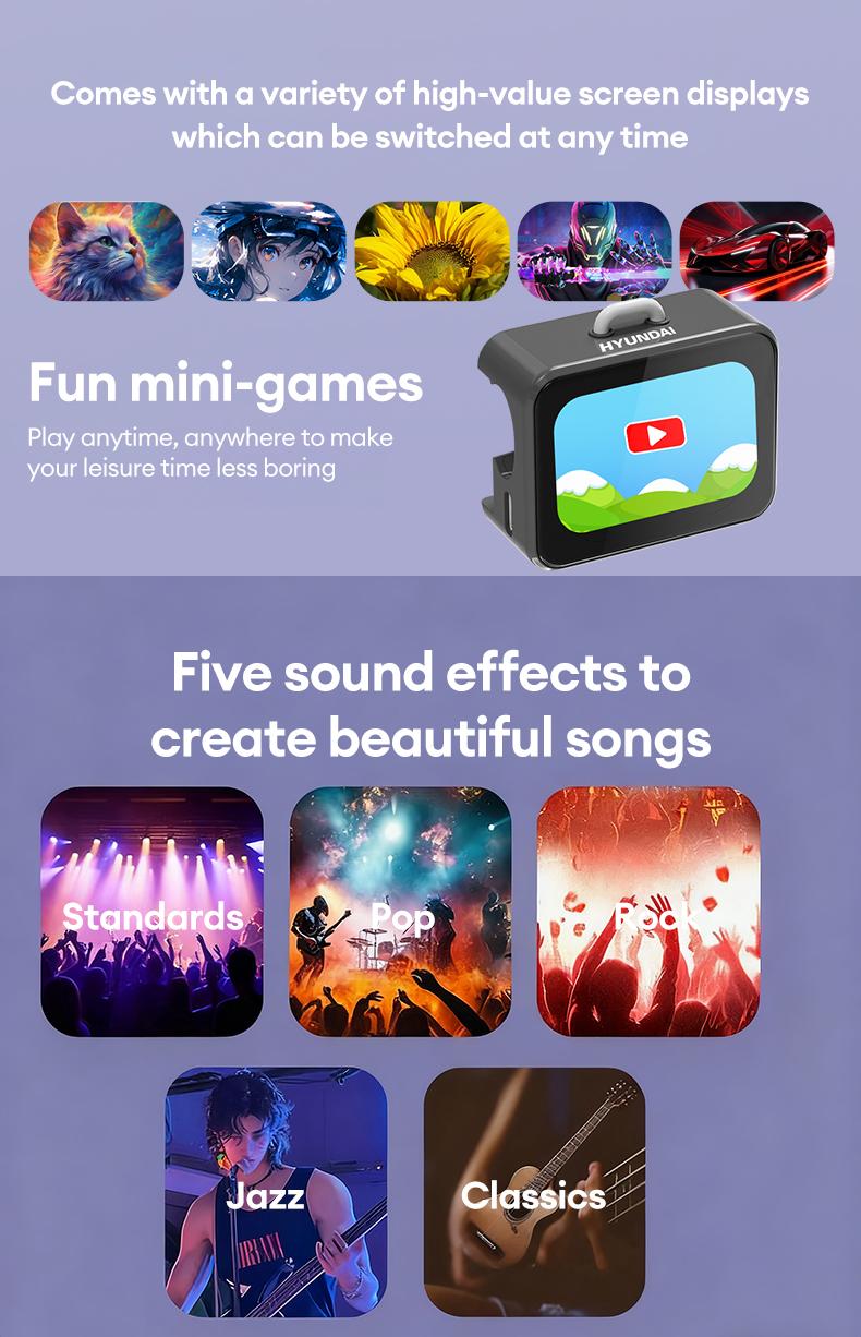 HYUNDAI C19 Multifunctional In-Ear Wireless Headphones with Bible Prayer App, Bluetooth 6.0, LED Smart Screen, Find Earbuds Anti-Loss Function, Hi-Fi Sound, Audio Earbuds for Music, Prayer & Calls, Ideal Gift for Men & Women, Compatible with Android & iOS