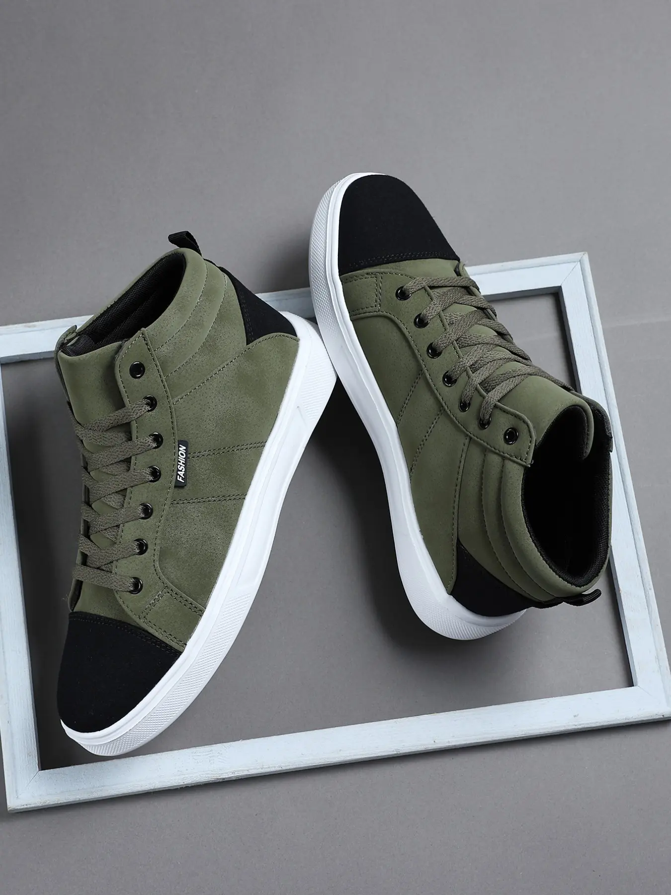 Men's High-Top Sporty Casual Shoes, Colorblock, Breathable PU Leather, Comfortable Skateboarding Sneakers, Skater Shoes, All Seasons, Outdoor sneakers, Sports Shoes