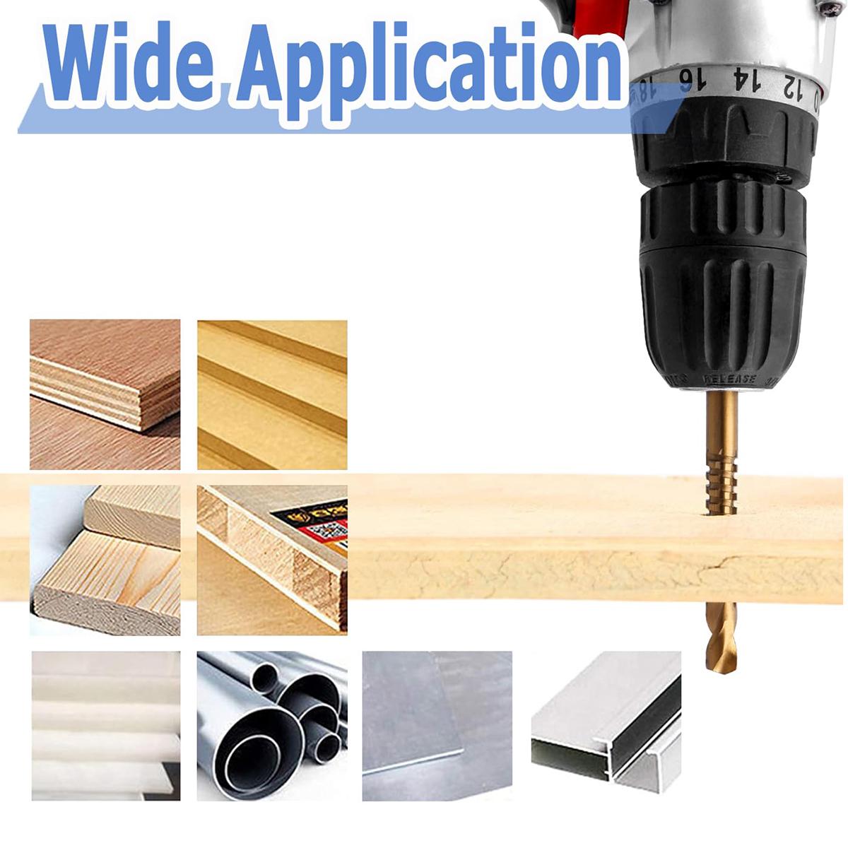 Fathersdaygift 6 or 8 Pack Titanium Coated HSS Twist Drill Bits, 3-8mm Serrated Side Cutting Drill Bit Woodworking Tools for Plastic Metal Wood Hole Fathers Day Gifts