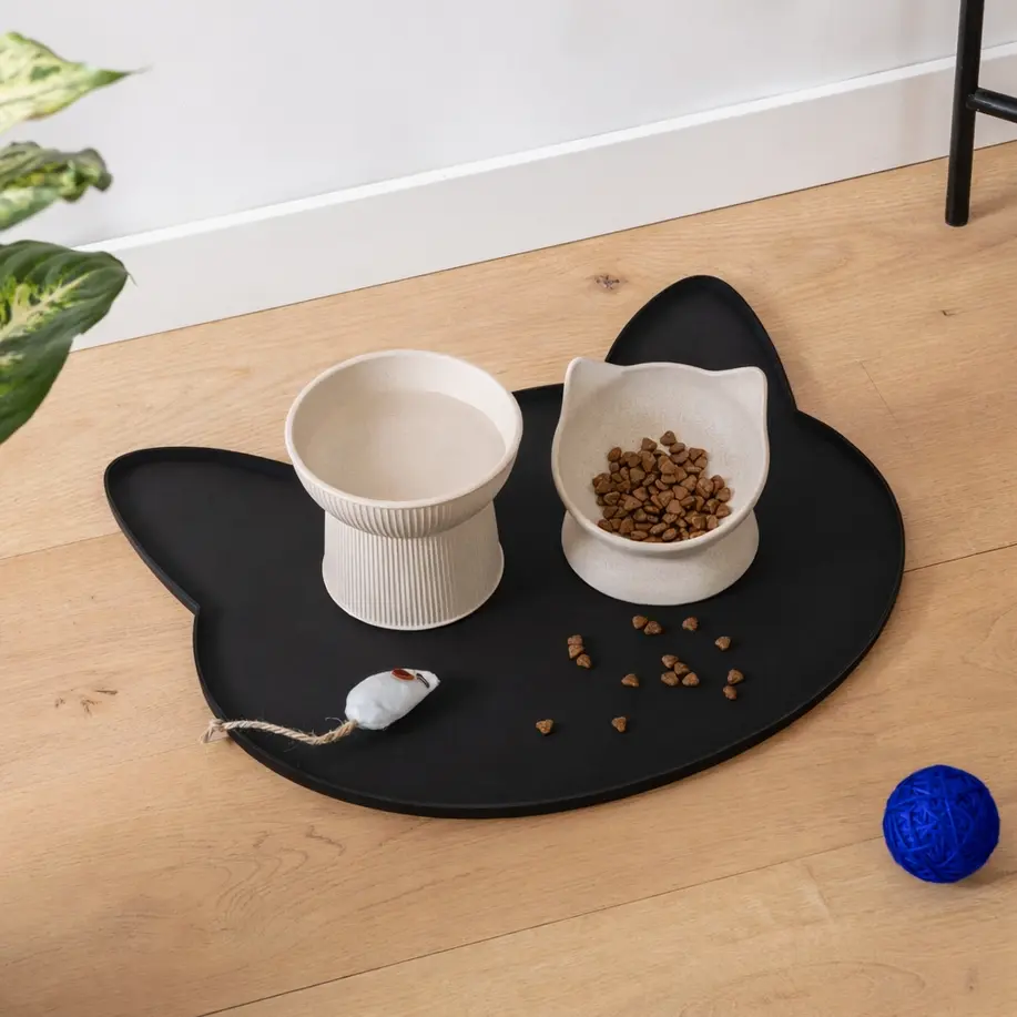 Modern Cat Shaped Silicone BPA-Free Flexible Animals-Themed Reusable Waterproof Non-Slip Placemat, Stay-Put Kitchen Tableware Accessory, Mess Prevention, Versatile Fit, Hassle-Free Returns