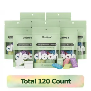 Unifree Compressed Towels Tablets – XL Soft & Eco-Friendly Disposable Face Towels – Portable & Individually Wrapped for Travel, Gym, Home, Game, ldeal for On-the-Go