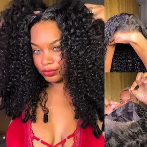 [Updated with Drawstring] Suntuhair 250% Density Full 5X5 Pre Cut Lace Frontal Burmese Curly Virgin Human Hair Wigs Pre Plucked Tiny Knots Wig Beginner Friendly