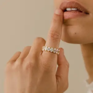 Alannah Ring by Caitlyn Minimalist. - Oval Cut Diamond Eternity Ring in 18K Gold - Wedding Band - Statement Jewelry - Anniversary Gift