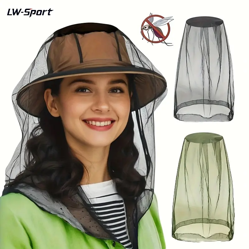 1Pc/3Pcs Ultra-Fine Mesh Mosquito Head Net, Breathable Lightweight Foldable Bug Insect Cover, No-See-Um Proof Unisex Hat Liner for Camping Hiking, Outdoor Protector for Men Women