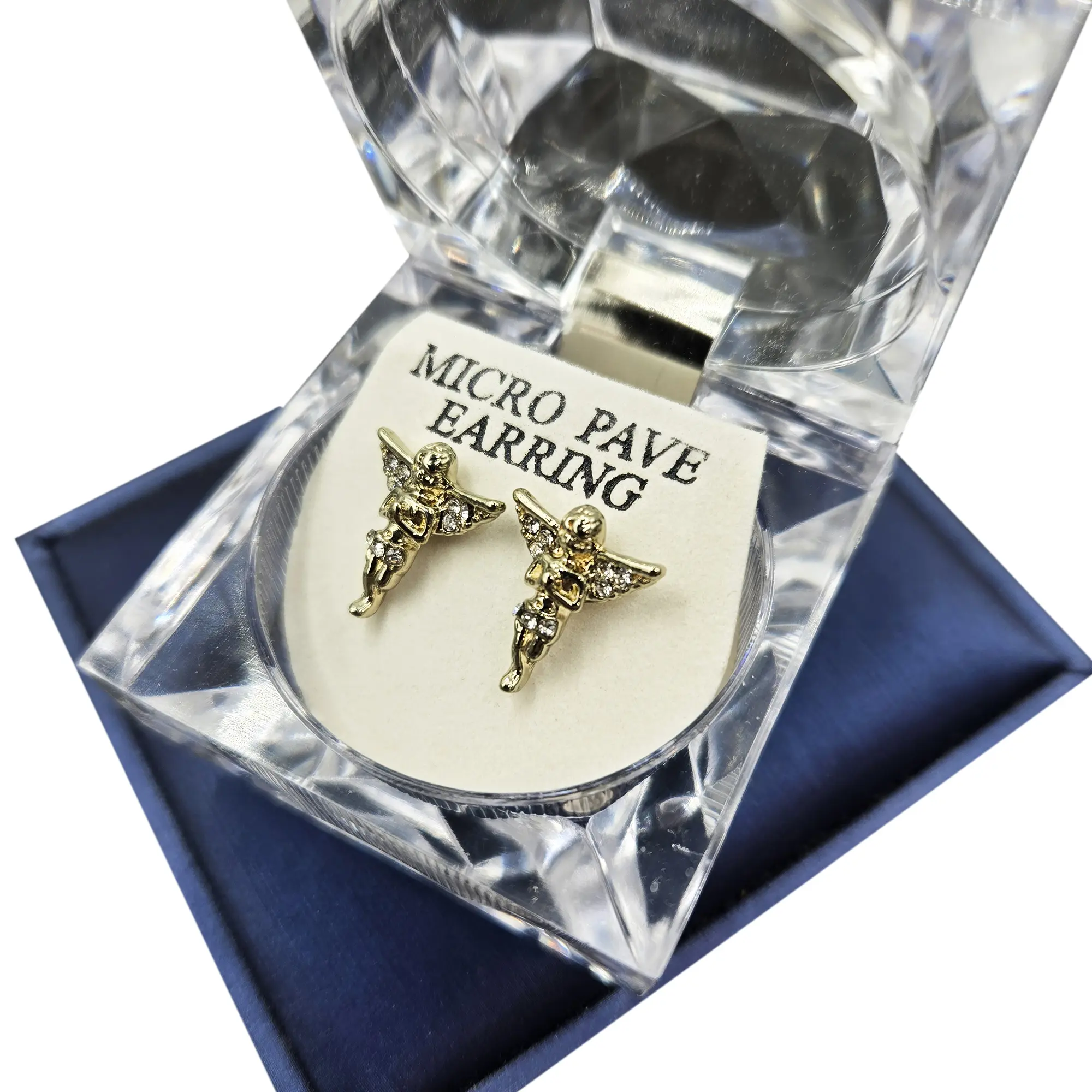 MaxBling81 Unisex Casual Angel Wings Gold Stud Earrings - Gold or Silver Metal Coated Alloy, High Polished Finish, Surgical Steel Post for Daily Wear